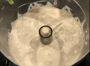 Cashew cream in food processor