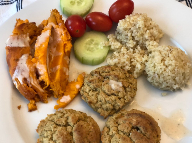 No oil baked falafel plate