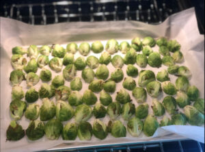 Roasted Brussels Sprouts on parchment paper