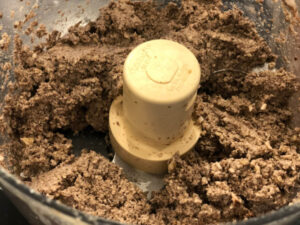 Blended mushrooms and walnuts in food processor