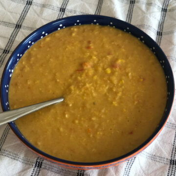 Corn chowder in a bowl