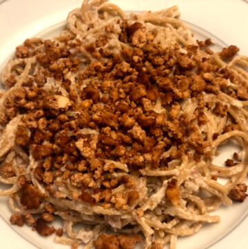 plant based carbonara pancetta