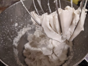 Coconut whipped cream in stand mixer