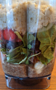Smoothie bowl ingredients in blender