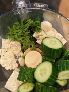 ingredients in food processor Greek bowl