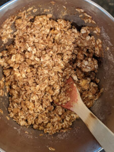 blueberry crisp topping in large bowl
